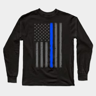 Thin Blue Line American Flag Long Sleeve T-Shirt